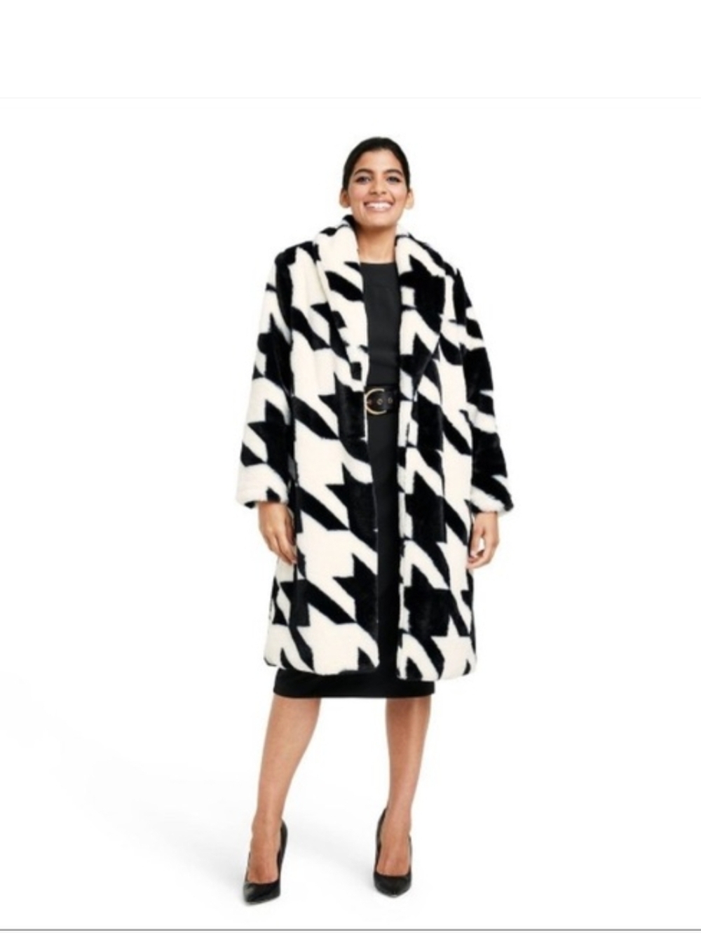 Sergio Hudson x Target Designer Collection Houndstooth Faux Fur Coat